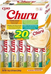 Кошачий влажный лакомство Inaba Foods Churu — курица, 20 тюбиков по 14 г