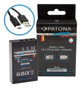 Charging cradle PATONA 1415 for Olympus/OM System mirrorless cameras, input 7.4 V 1.2 A, black, 54×32×12 mm
