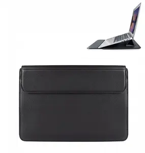 Laptop sleeve / bag Ultra-Thin with stand function for 15.4" — No name (synthetic leather, black)