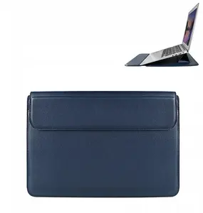 Laptop sleeve Devia Ultra-Thin with stand function for 15.4" – waterproof synthetic leather, blue