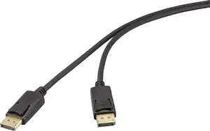 DisplayPort cable Renkforce RF-6830472, DisplayPort male–male, 1.00 m, black, supports 4K UHD