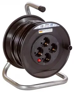 Удлинитель на катушке AS Schwabe AS811104 — 4 розетки, кабель H05VV-F, 25 м