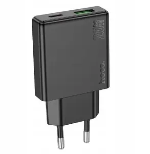 Сетевое зарядное устройство HOCO Slim N38 USB-A + USB-C QC3.0 PD 3A 20W черное