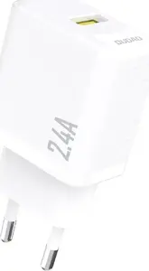 Charger Dudao A23 USB-A 2.4A — white, single-port mobile device power adapter