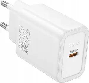HOCO Power Adapter USB-C 20W PD QC N60 white, single-port fast charger