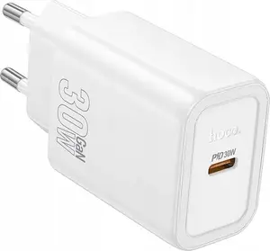 Power adapter HOCO N62 — USB Type‑C PD/QC 30W, white