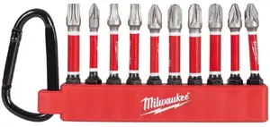 Set of 10 Milwaukee screwdriver bits with carabiner MILWAUKEE 4932500397