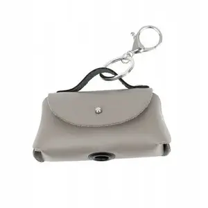 Dog waste bag holder, ER4 leather pouch BK-23078, gray