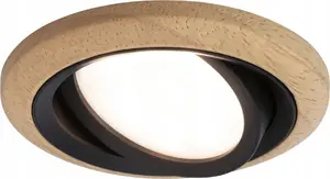 Iebūvējams prožektors Paulmann LANATI COIN LED 6W 470lm 84mm 2700K IP20 230V – koks/melns matēts/alumīnijs