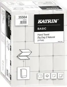 Paper hand towel Katrin basic zig zag 2-ply white handy pack 20/pack