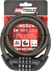 Велозамок AWTools трос 10 мм x 120 см с кодовым замком