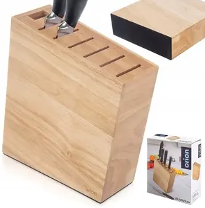 Knife Stand Tadar ORION with 6 Slots and 23 cm Sharpener, Rubberwood