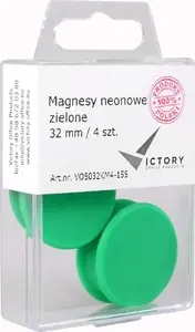 Magnet pins Victory Office Magnesy 32 mm neon green, set of 4 (5032KM4-155)