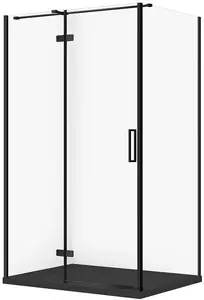 Dušas kabīne CERSANIT SET C583 kreisā 120x90x195 cm ar Tako Slim melnu matēto profilu