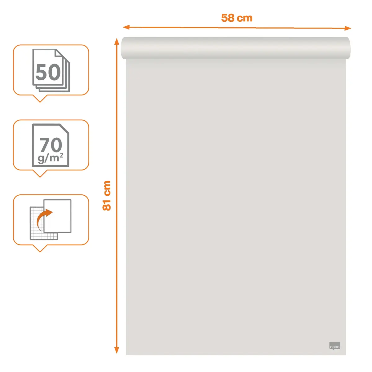 NOBO блок для флипчарта 58x81 см, 50 листов, 70 г/м² Photo 2