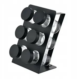 Spice container set Brunbeste BB-2772 — 7-piece rack with small jars for countertop or cabinet storage