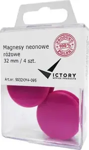 Magnetic Push Pins Victory Office 32 mm, neon pink, pack of 4