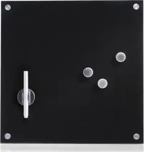 Glass memo board ZELLER 40×40 cm, magnetic writable surface, black