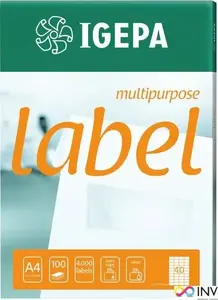 Mondi uzlīmes A4 loksnē 70.0 x 36.0 mm baltas, 100 loksnes