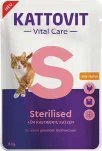 Влажный корм для кошек Kattovit Vital Care от Triton, взрослым, курица, 85 г пакетик