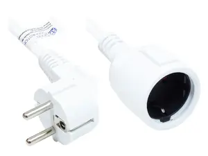 Power cable Alcasa P0102-W030, H05VV-F, 3 m, plug types E+F to F, 250 V 16 A, white