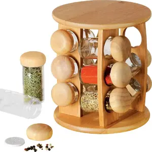ORION spice rack stand with 12 universal containers, rotating tabletop organizer