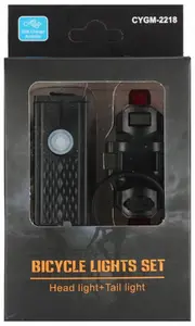 Велофонарь комплект mega creative CYGM-2236 — передний и задний, USB-зарядка, компактный 10×16×5 см