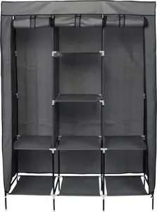 Textile Wardrobe Saska Garden GARDEROBA 127x45x172 cm Dark Gray