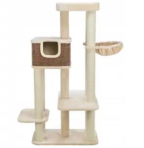 Cat scratching post Feandrea TX-48135, standing tower, 165 cm, cream/dark brown