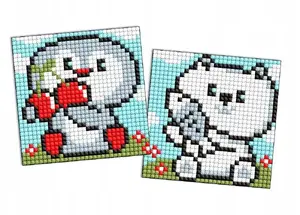 Magnetic Diamond Mosaic Kit Ideyka IY-AMG1092, 9×9 cm, kids, penguin and polar bear, 2 pcs