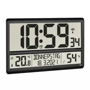 Digital alarm clock TFA 60.4520.01 — black, battery-powered, AA, 360×235×28 mm