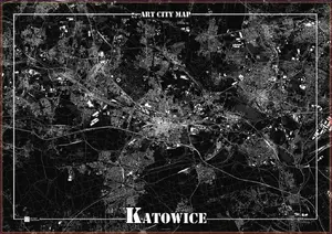 Decorative Poster ART MAP Katowice – city map print, poster artwork, MPN 395502