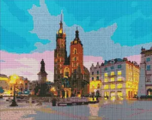 Diamond mosaic kit Ideyka Kraków evening 40x50 cm – canvas craft set