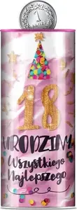 KUKARTKA money tin / savings jar 'Urodziny 18' birthday design