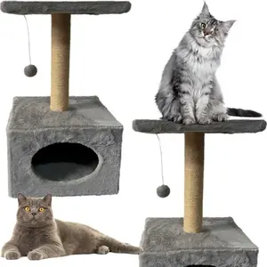 Cat Scratching Post with Perch and Hanging Mouse, Lean model 13877, 31×31×56 cm