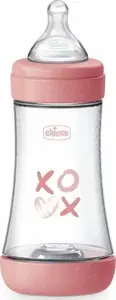 Бутылочка для кормления CHICCO Perfect5 240 мл, средний поток, декор для девочки