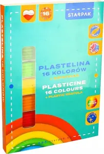 Моделирующая пластилиновая масса STARPAK PLASTELINA 16 цветов с лопаткой (STK PLA110)