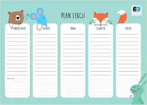 School timetable planner A4 INTERDRUK Plan lekcji B&B Kids Pastel pack of 10 sheets