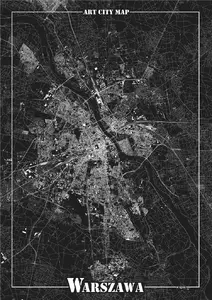 Decorative Poster ART MAP Warsaw – city map art print, poster format