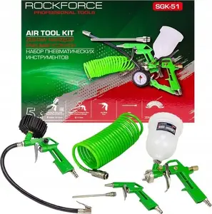 Краскопульт Rockforce RF-SGK-51 с верхним бачком 600 мл и набором из 5 аксессуаров