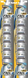 Disposable razor BIC Flex 03 Comfort — pack of 10, 3 flexible blades