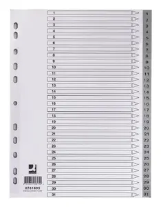 Numeric Tab Index Q-Connect KF01895, Grey, Portrait Orientation, 1 pc