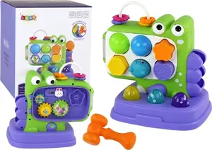 Izglītojoša Whac-A-Mole Dino paneļa šķirotājs no LEANToys, violets - interaktīva aktivitāšu paneļa rotaļlieta bērniem
