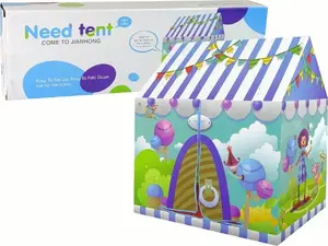 Bērnu spēļu telts LEANToys Namiot Wesoły Cyrk — iekštelpu/āra spēļu namiņš, viegla auduma, saliekama konstrukcija