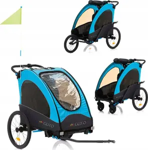 Stroller/Trailer/Jogger 3-in-1 Guto Aluminium Deluxe Buggy PRO Black-Blue