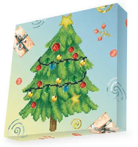 Набор Diamond Dotz Merry Christmas Tree — 280×280 мм, предсортированные кристаллы, ткань, стилус