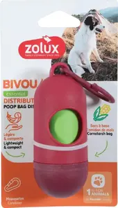 Dog waste bag dispenser ZOLUX BIVOUAK red — portable dispenser for poop bags