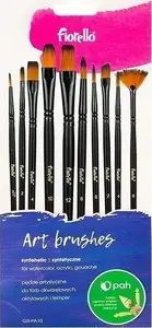 Art brushes HB nylon set 10 pcs — assorted shapes and sizes