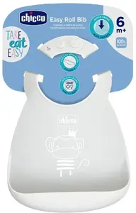 Силиконовый слюнявчик CHICCO модель 102193 — серый, водонепроницаемый