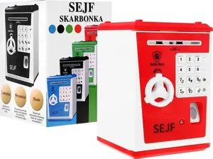 Seifs / Naudas kaste Ramiz modelis ZGR.LK-G982.CR, sarkans — neliels personīgais drošības kastīte